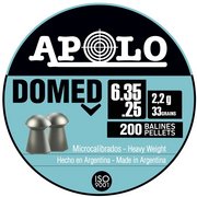Apolo Domed Airgun Pellets, 6.35mm.25 Caliber, 33 Grains, E19912,Silver