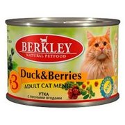 Berkley Cat Duck&Berries konservi kaķiem ar pīli un ogām 12x 200g