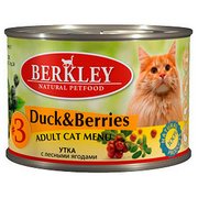Konservi kaķiem Berkley #3 Adult Cat Menu Duck & Berries 12 x 200g