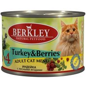 Berkley #4 Adult Cat Menu Turkey & Berries konservi pieaugušiem kaķiem ar tītara un meža ogām 200g